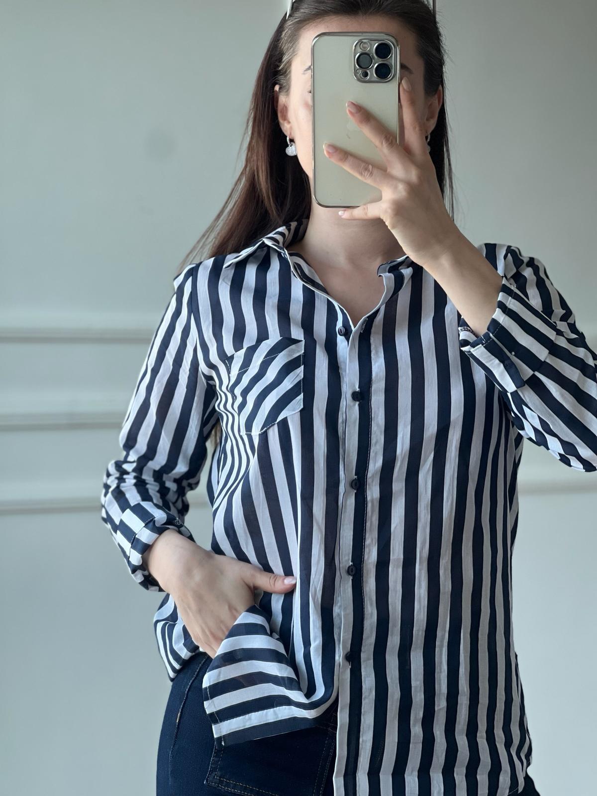 Çizgili Gömlek 23336 Lacivert