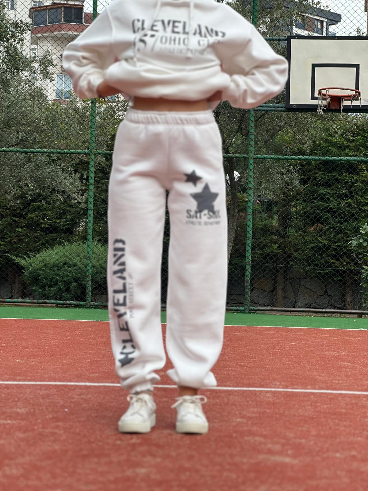 Cleveland Baskılı Eşofman 11150 Ekru