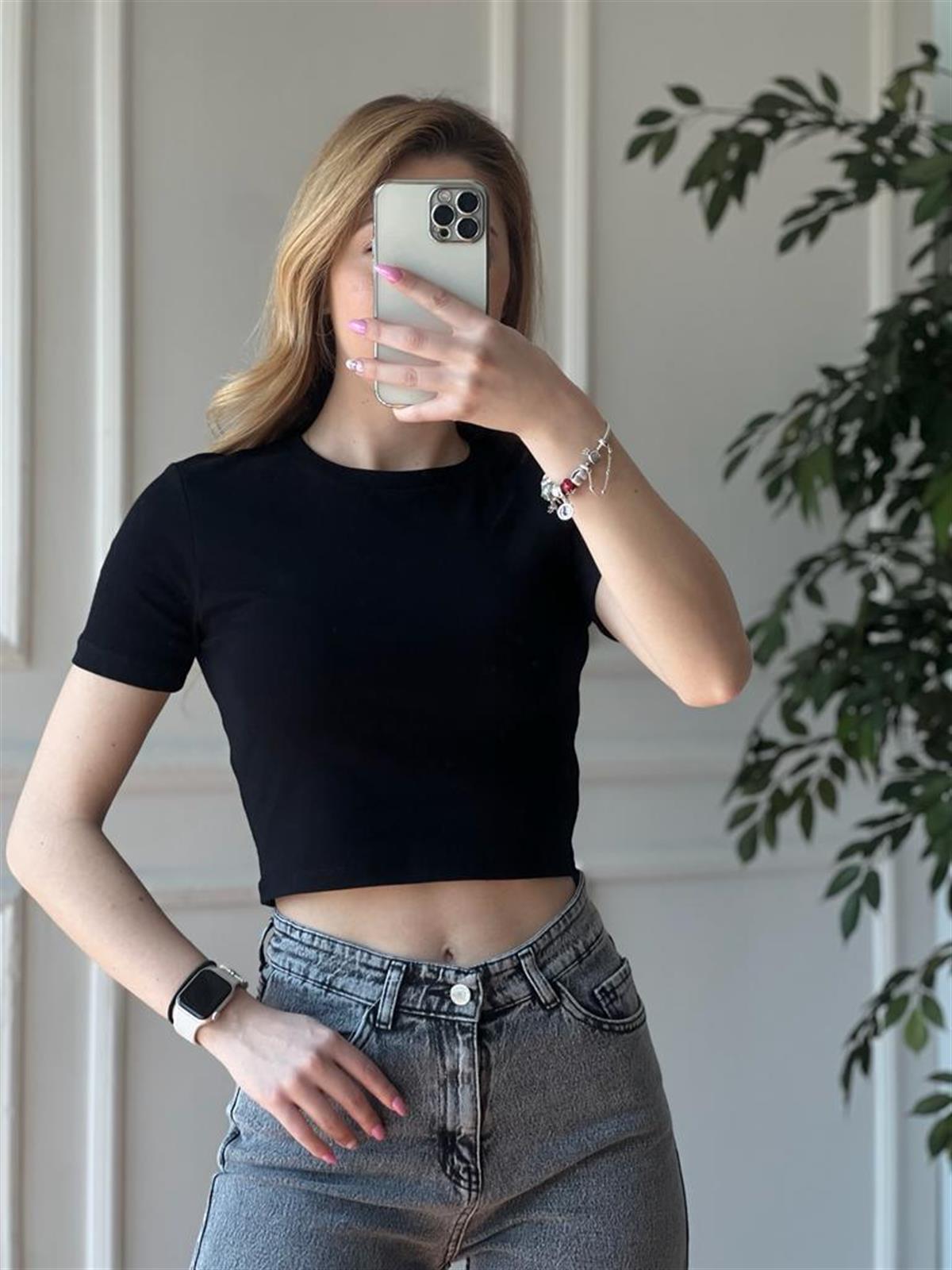 Crop Tshirt 30124 Siyah