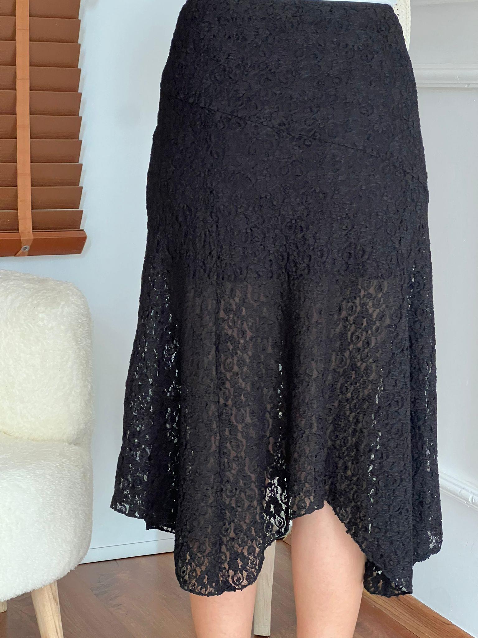 Dantel Midi Etek 80428 Siyah