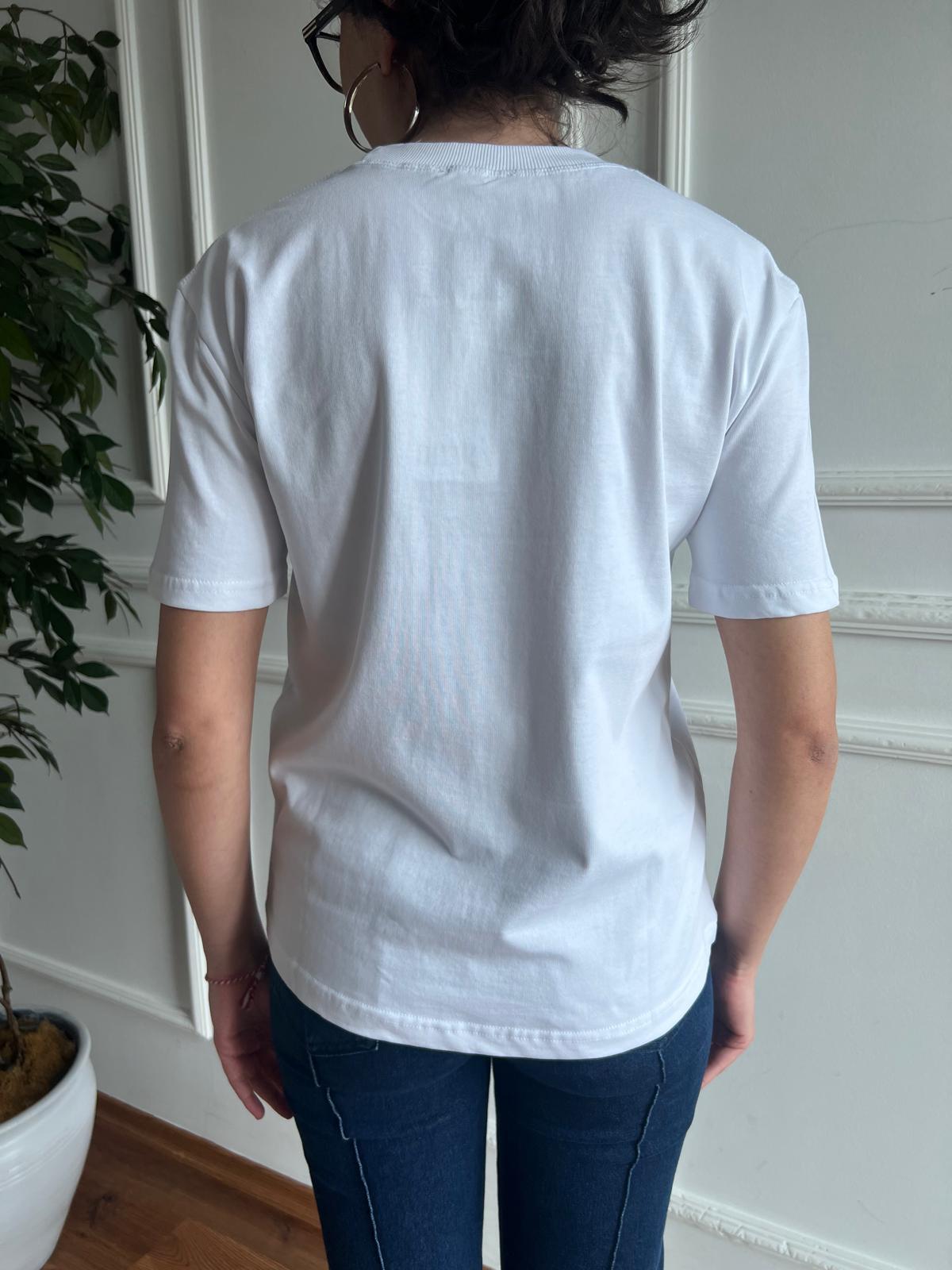 Dekoratif Dikişli Bisiklet Yaka 30312 Beyaz