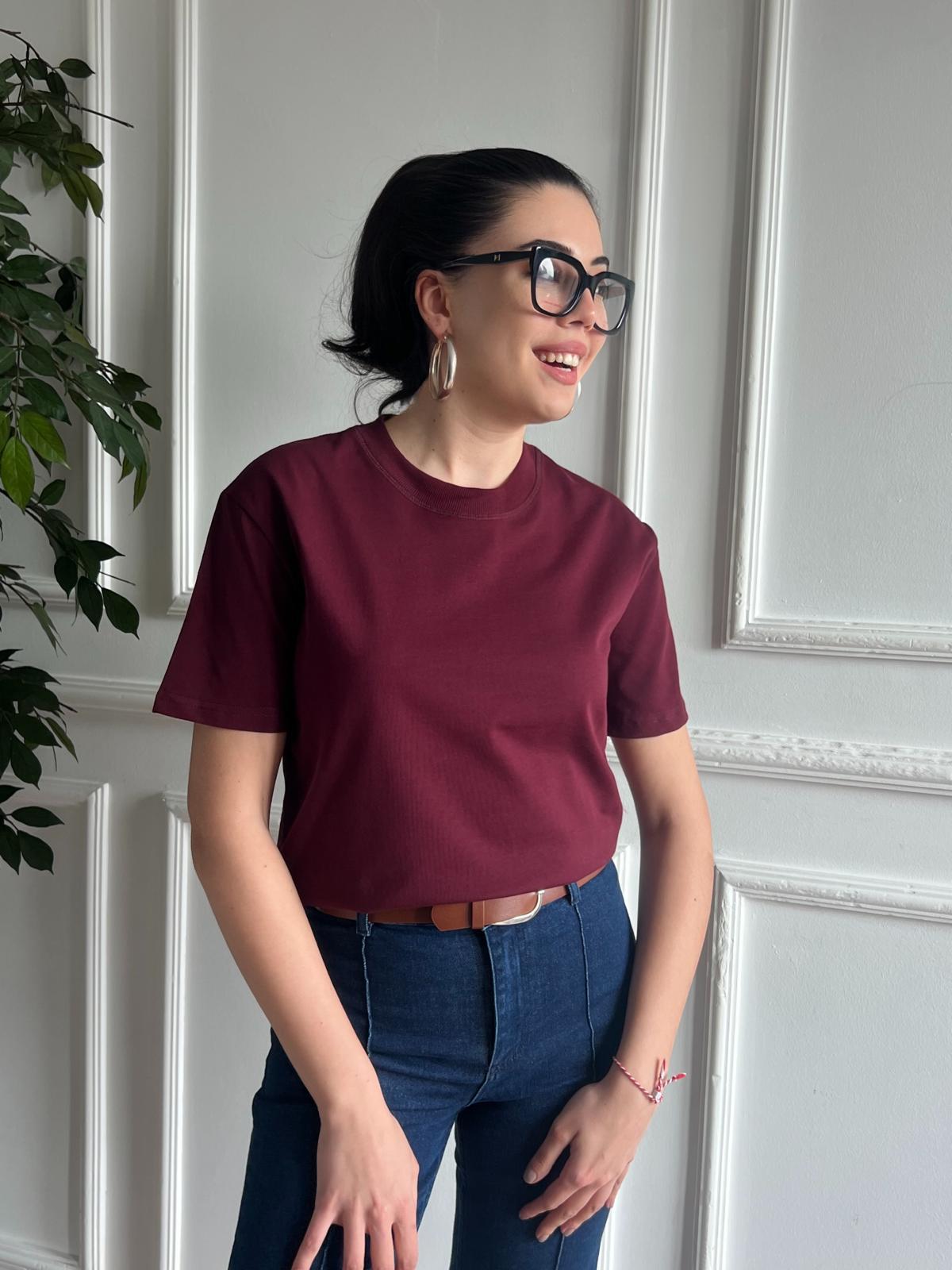 Dekoratif Dikişli Bisiklet Yaka 30312 Bordo