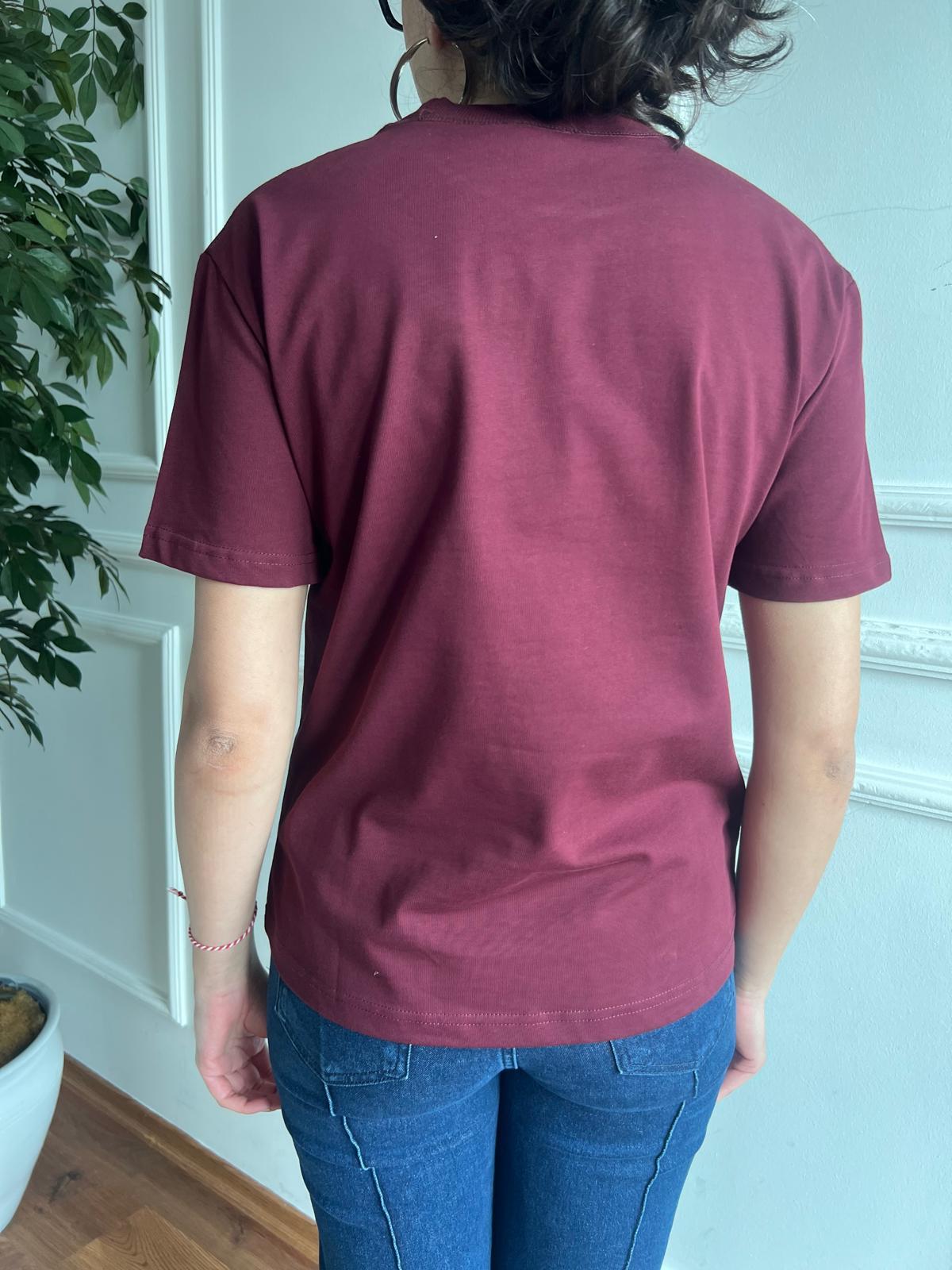 Dekoratif Dikişli Bisiklet Yaka 30312 Bordo