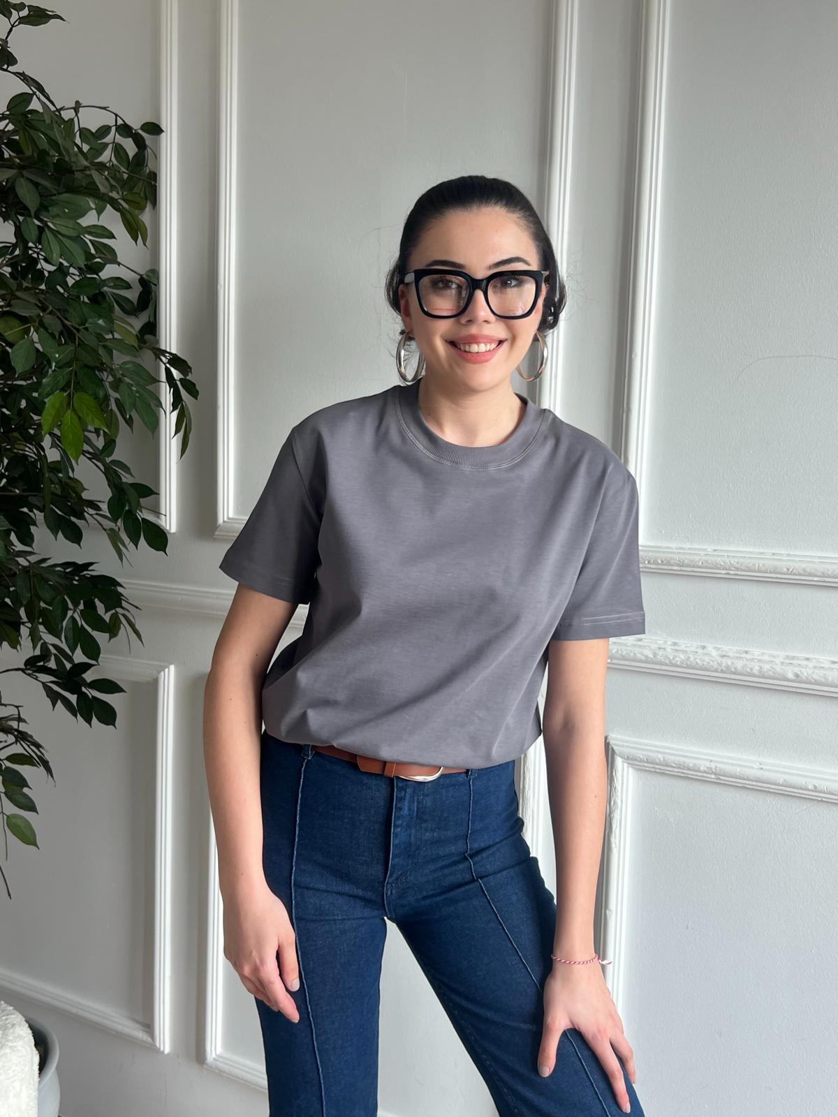 Dekoratif Dikişli Bisiklet Yaka 30312 Füme