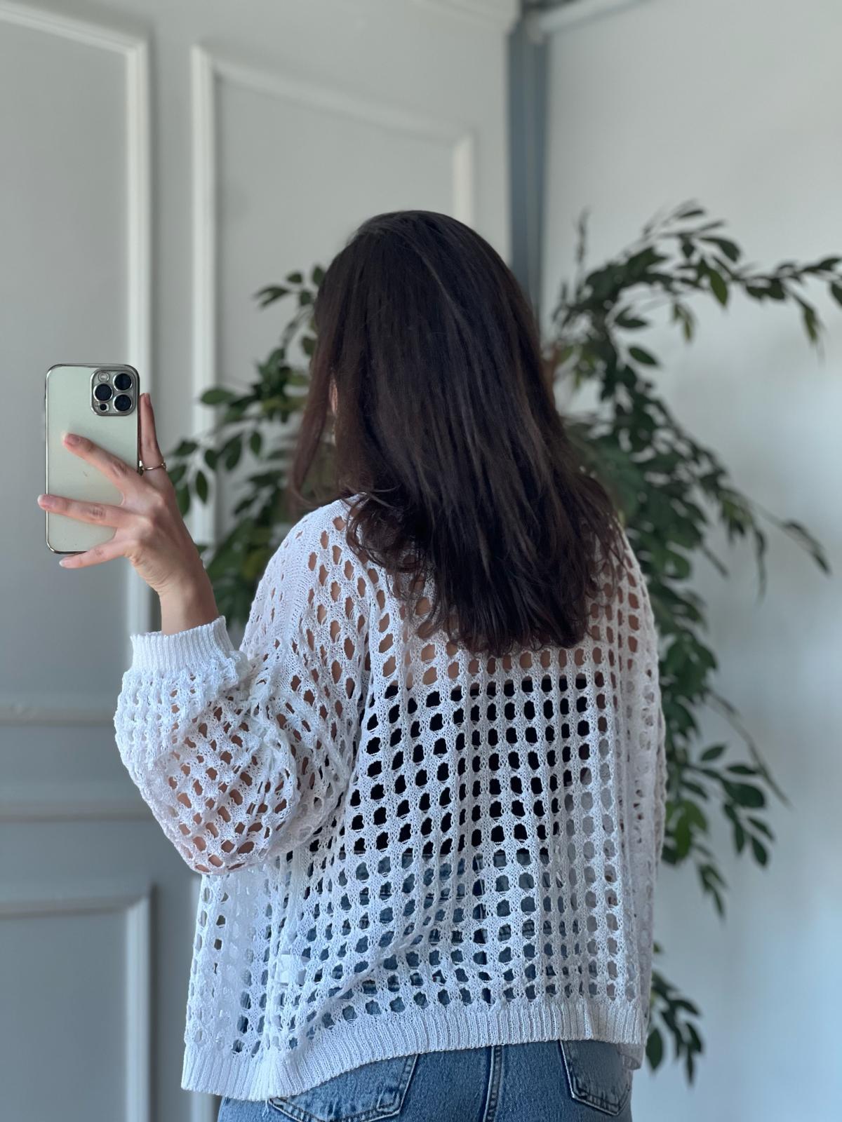 Delikli Hırka 0000 Beyaz