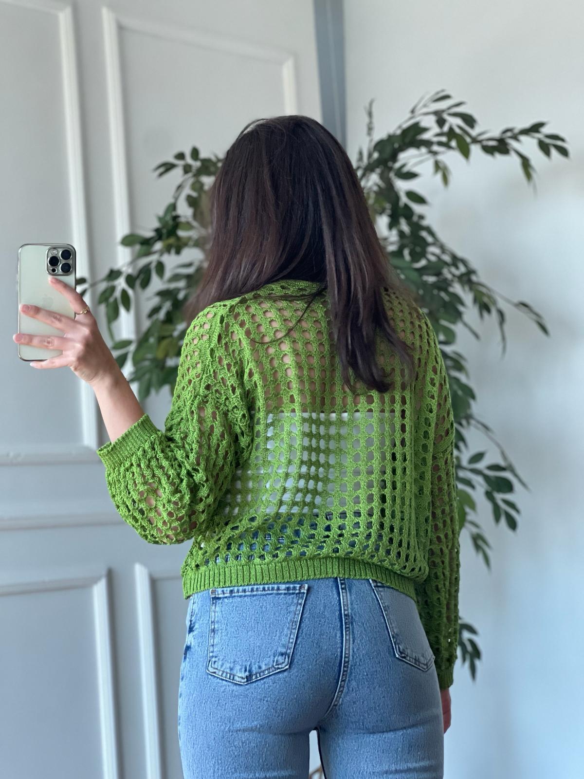 Delikli Hırka 0000 Yeşil