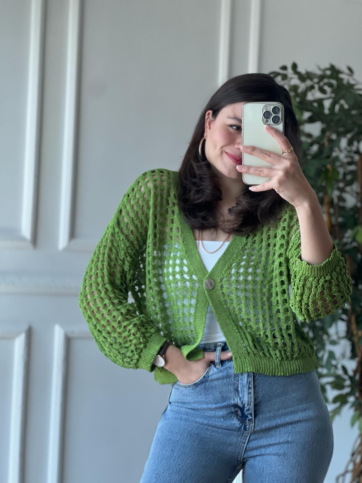 Delikli Hırka 0000 Yeşil