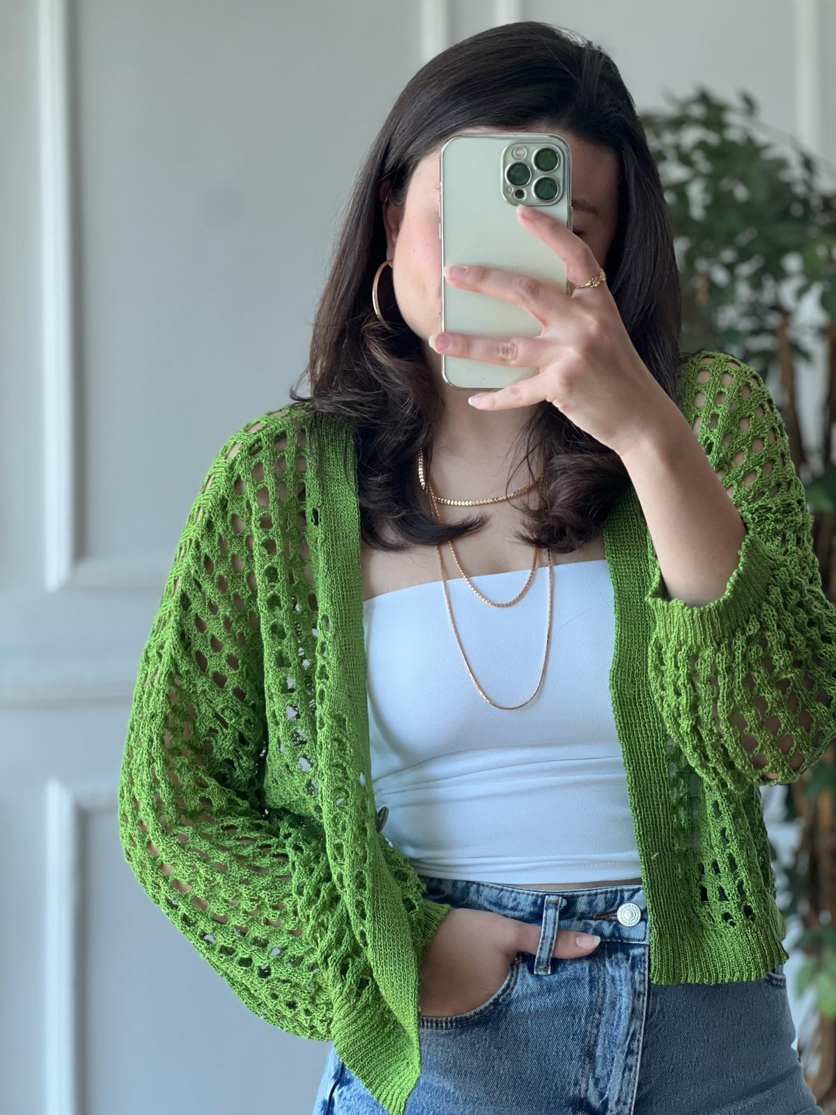 Delikli Hırka 0000 Yeşil