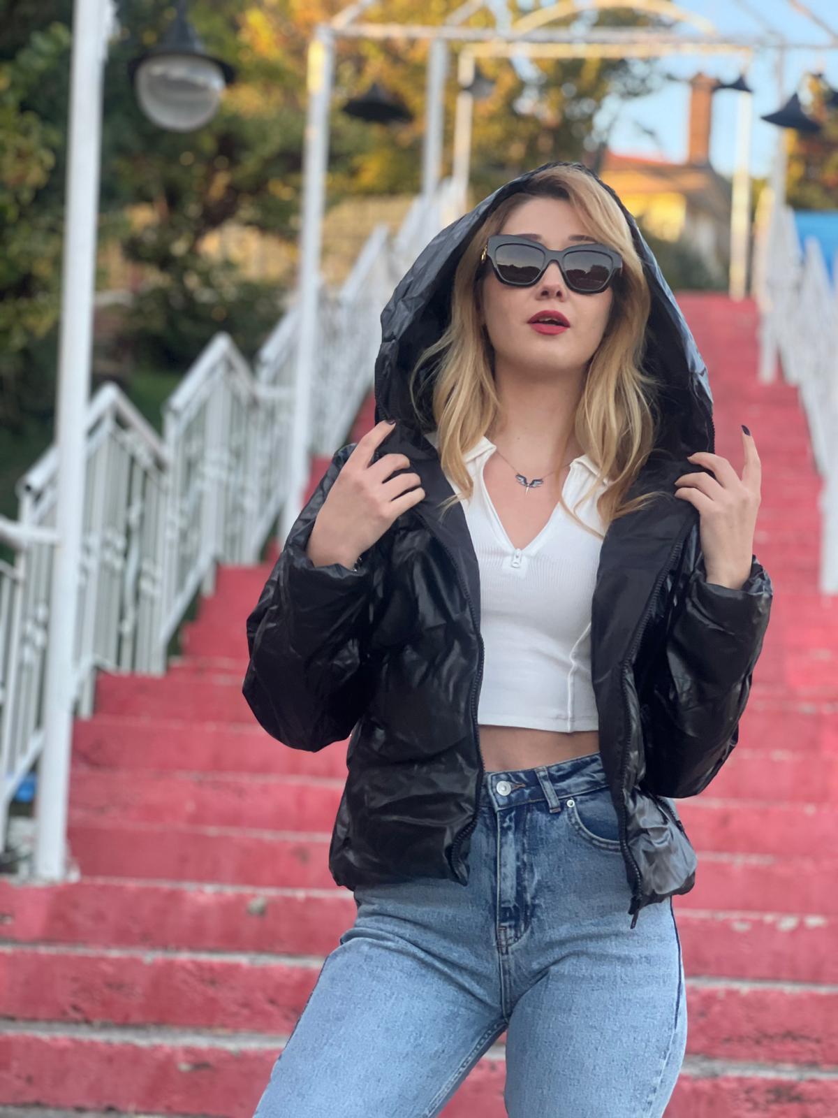 Deri Şişme Mont 4115 Siyah