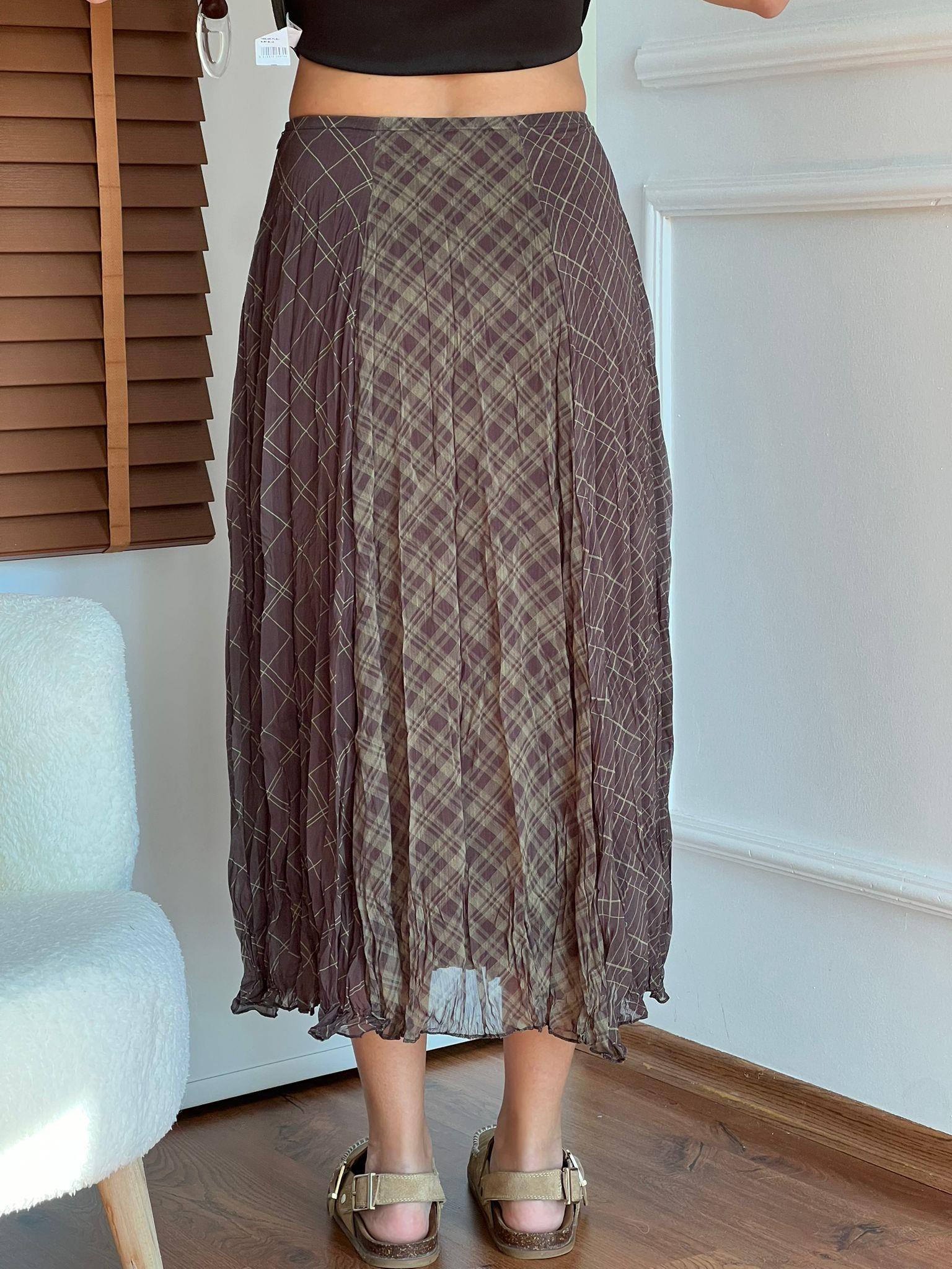 Desenli Kırışık Görünümlü Eetek 2216 Kahverengi