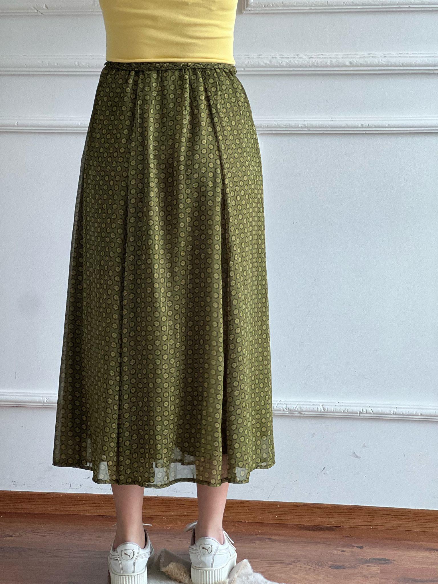 Desenli Kloş Etek 17198 Yeşil