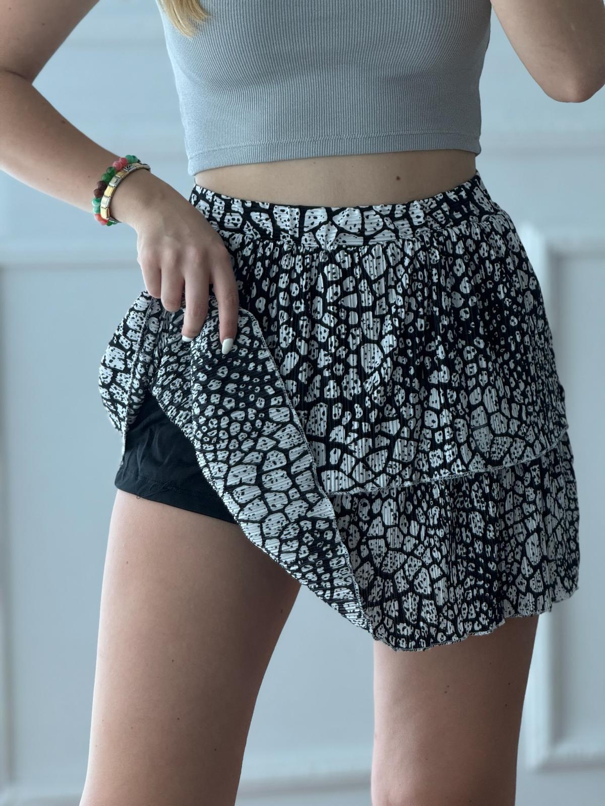 Desenli Şort Etek 27830 Siyah