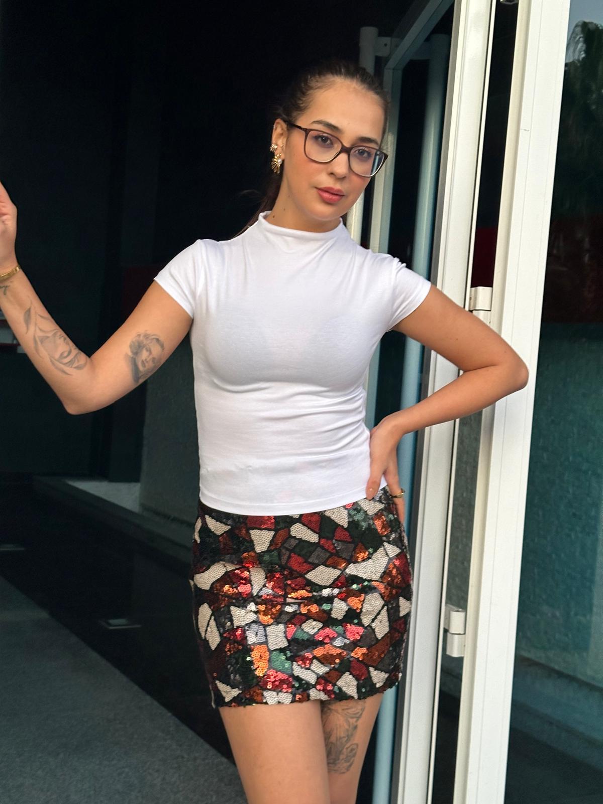 Dik Yaka Bluz 31439 Beyaz