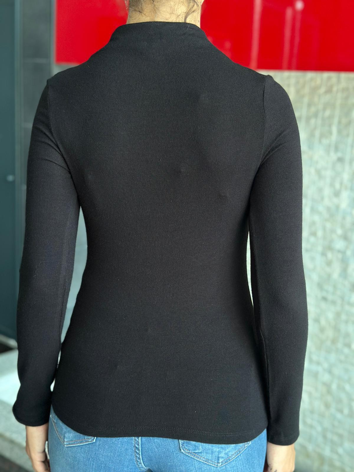 Dik Yaka Uzun Kollu Bluz 31391 Siyah