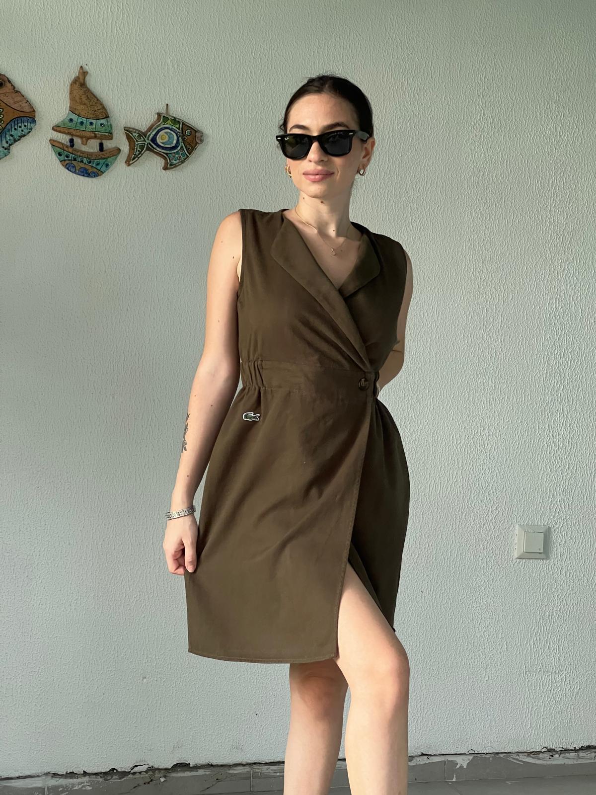Düğme Detaylı Midi Boy Elbise 24222 Haki