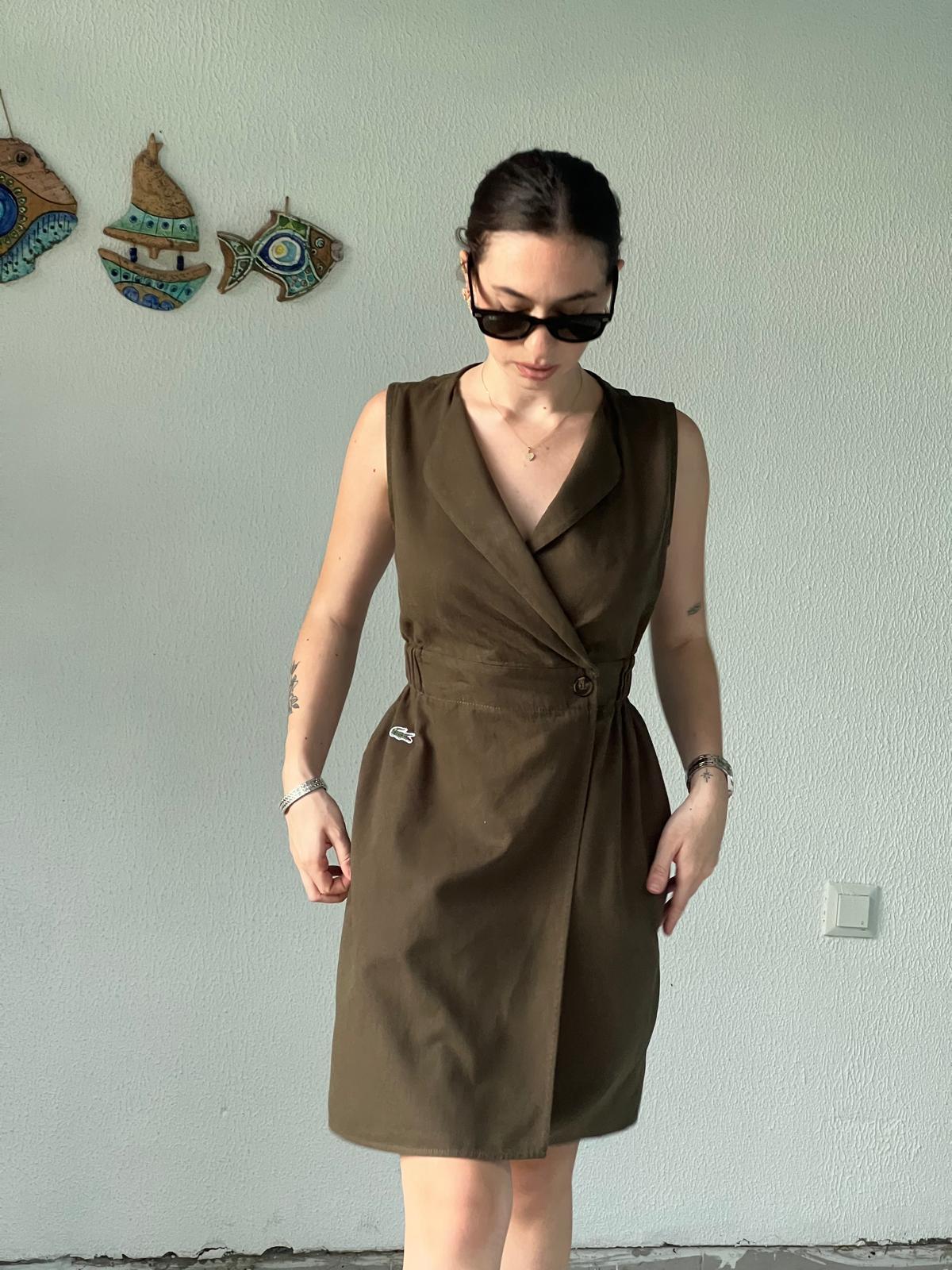 Düğme Detaylı Midi Boy Elbise 24222 Haki