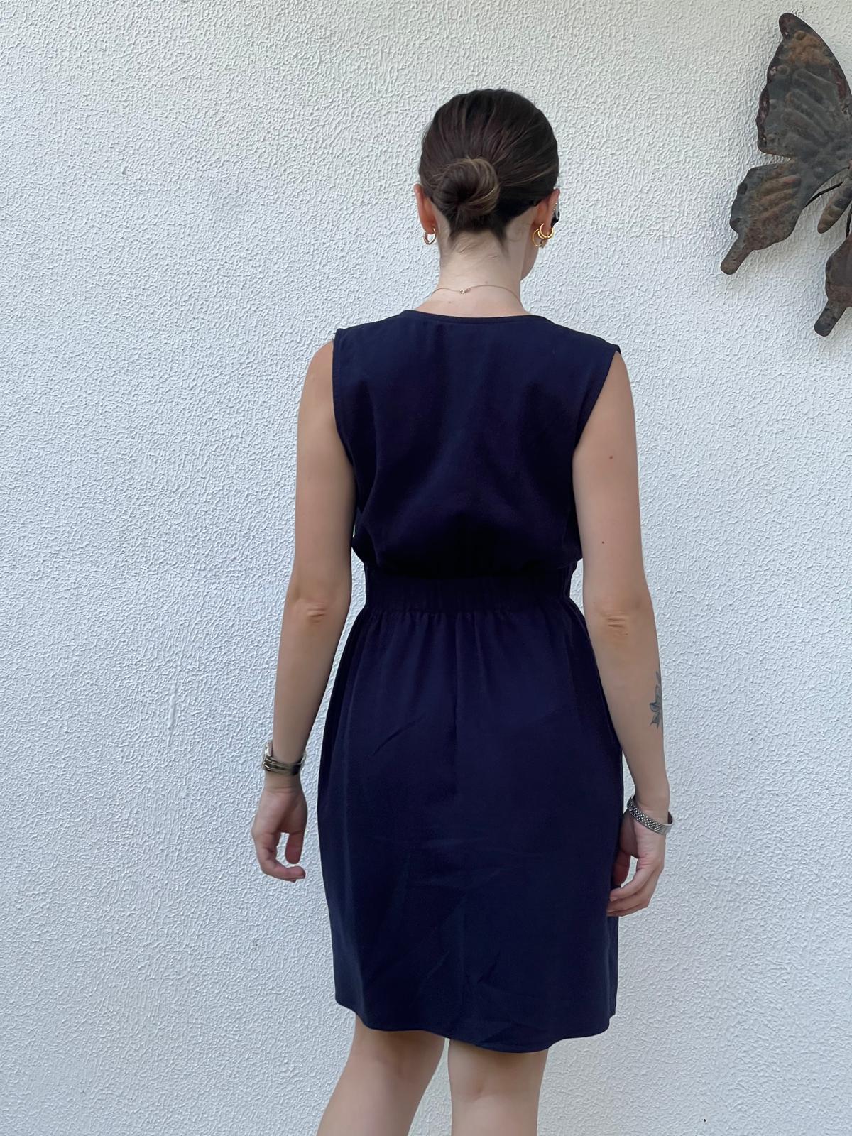 Düğme Detaylı Midi Boy Elbise 24222 Lacivert