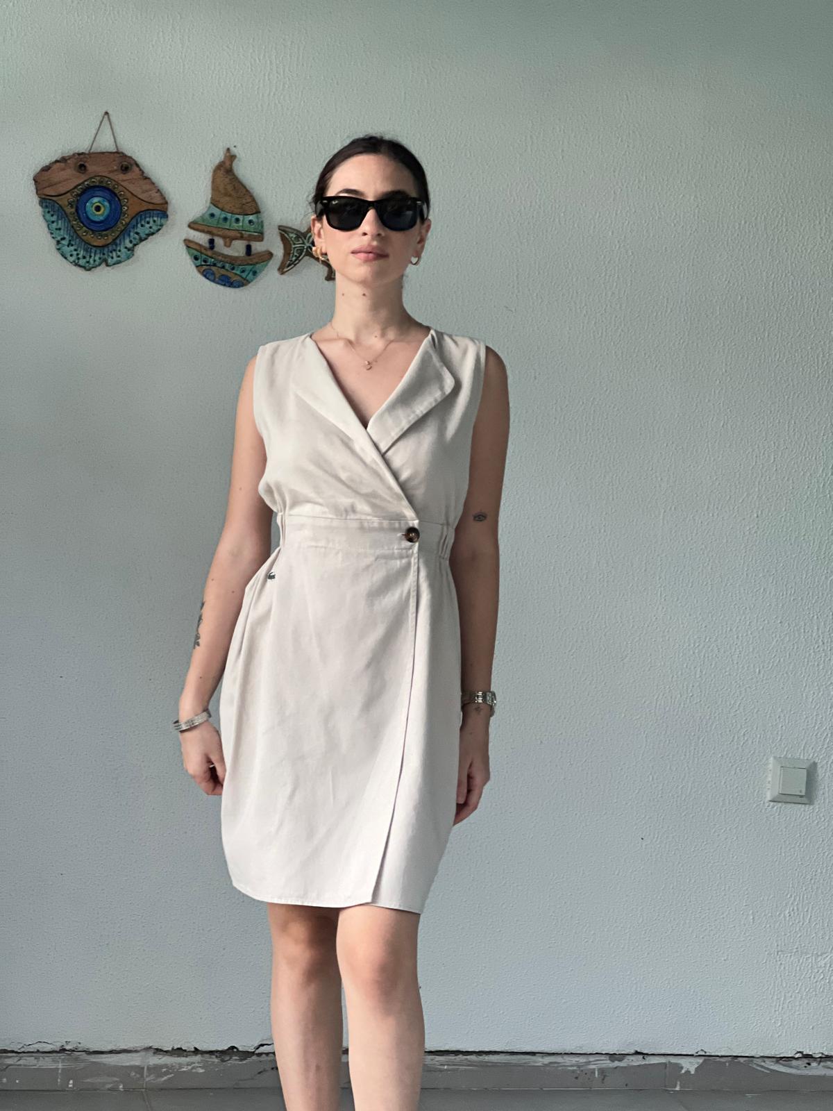 Düğme Detaylı Midi Boy Elbise 24222 Taş