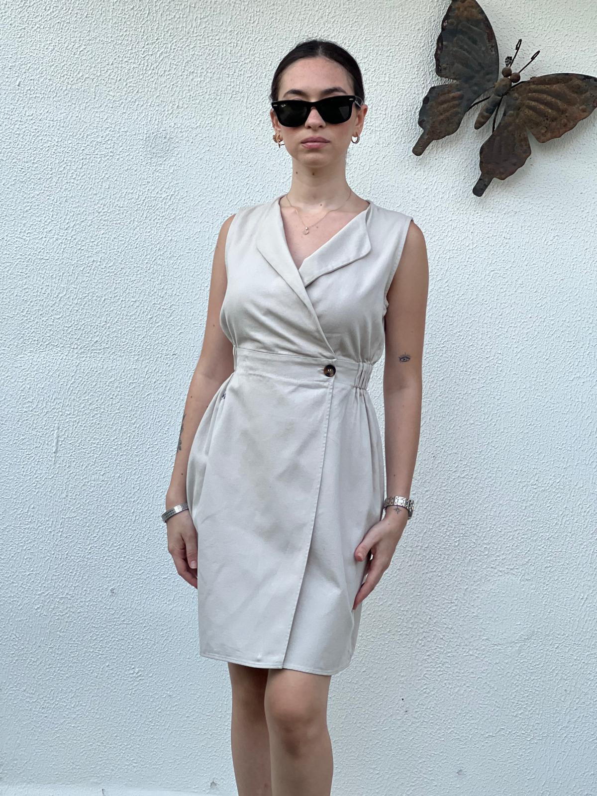 Düğme Detaylı Midi Boy Elbise 24222 Taş