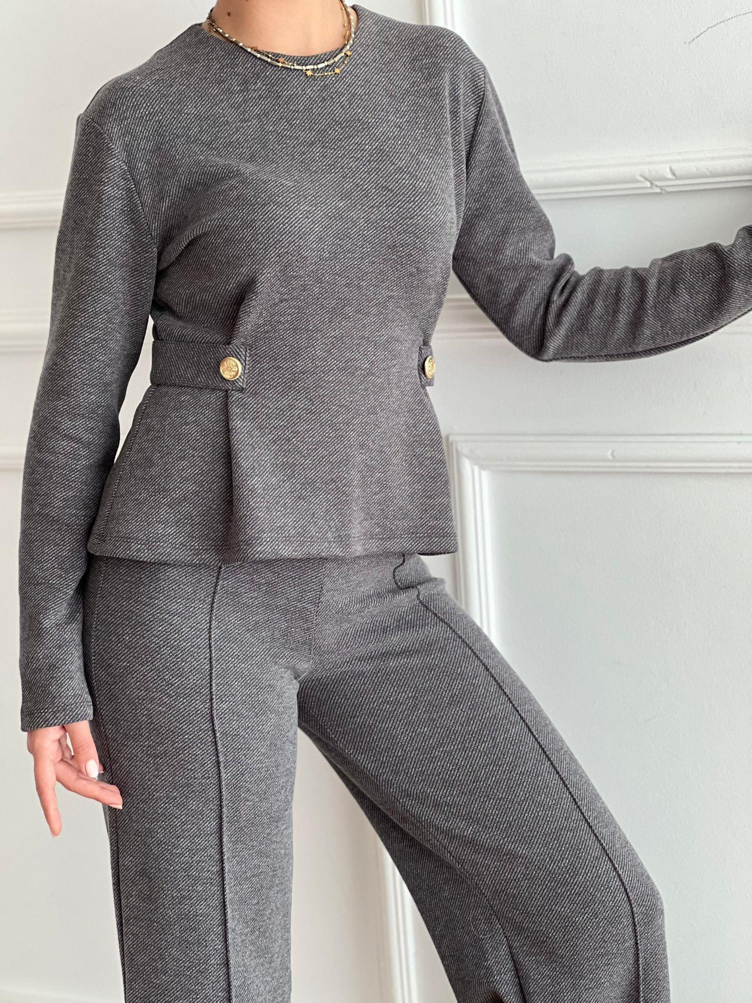 Düğmeli Fitilli Top 32429 Füme