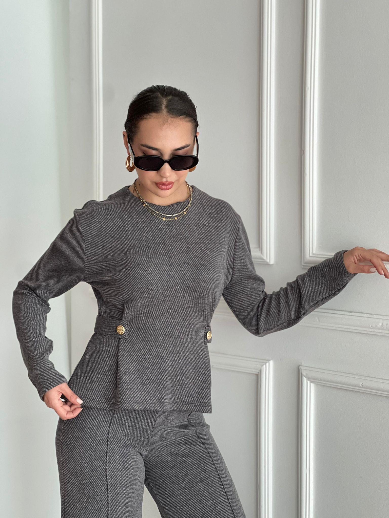 Düğmeli Fitilli Top 32429 Füme