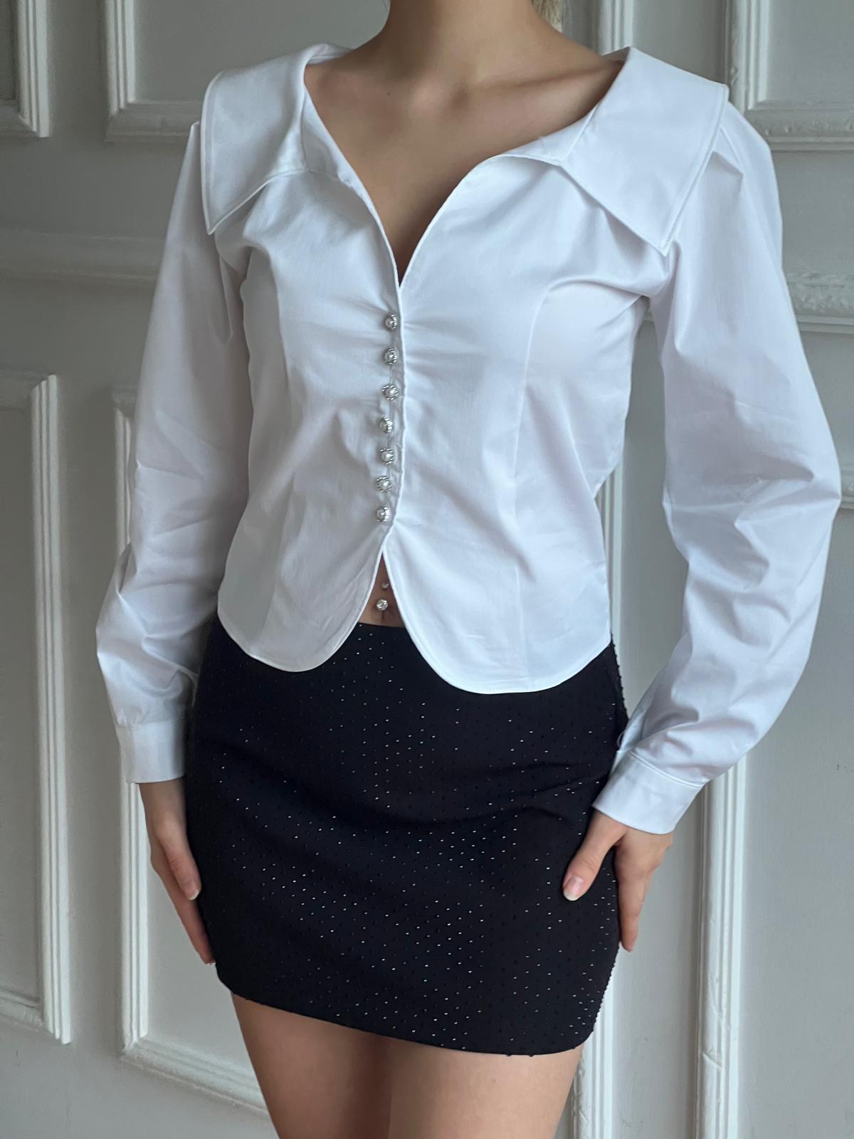 Düğmesi İncili Gömlek 28796 Ekru