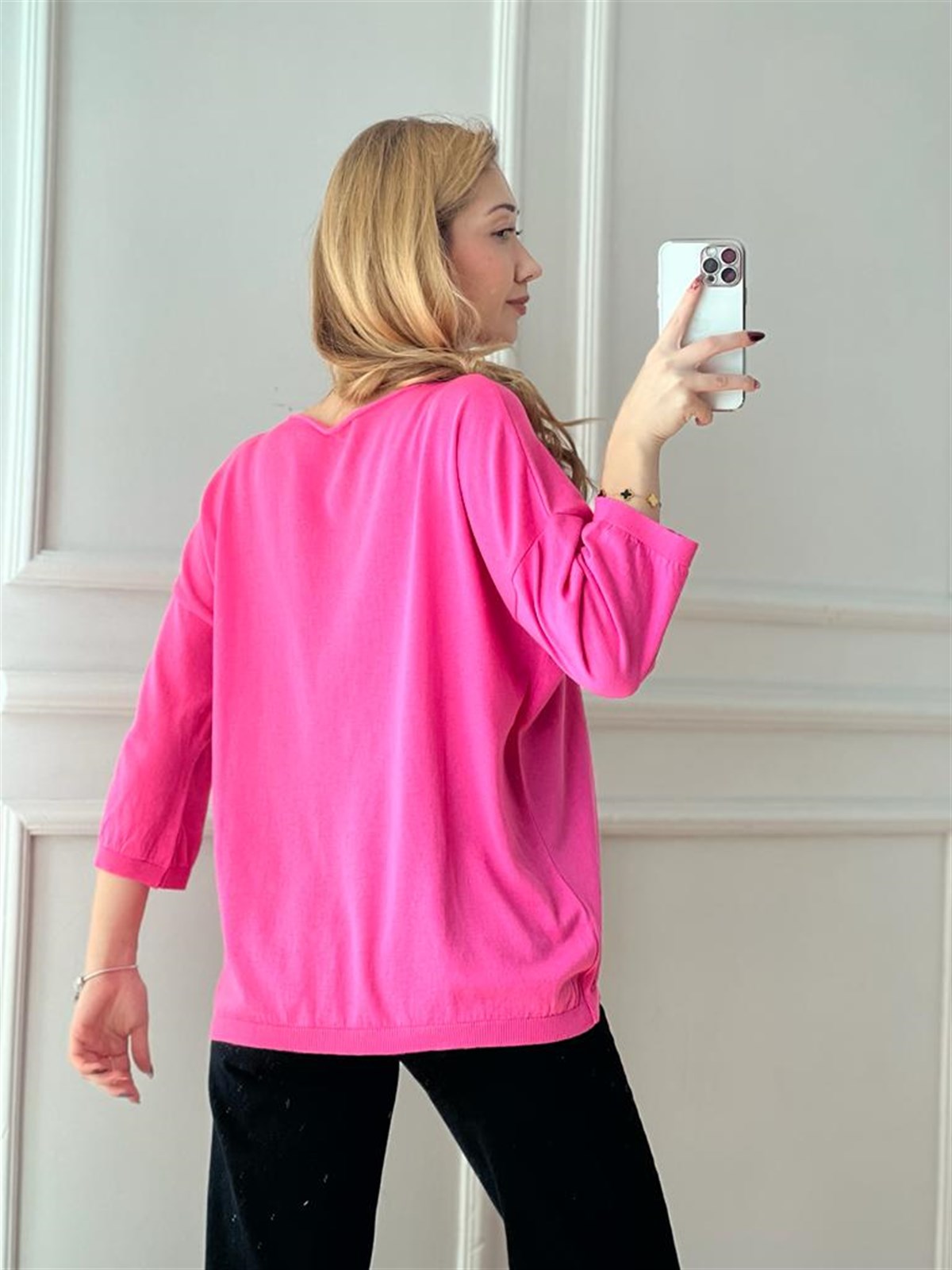 Fakir Kol Bisiklet Yaka Bluz 1303 Pembe