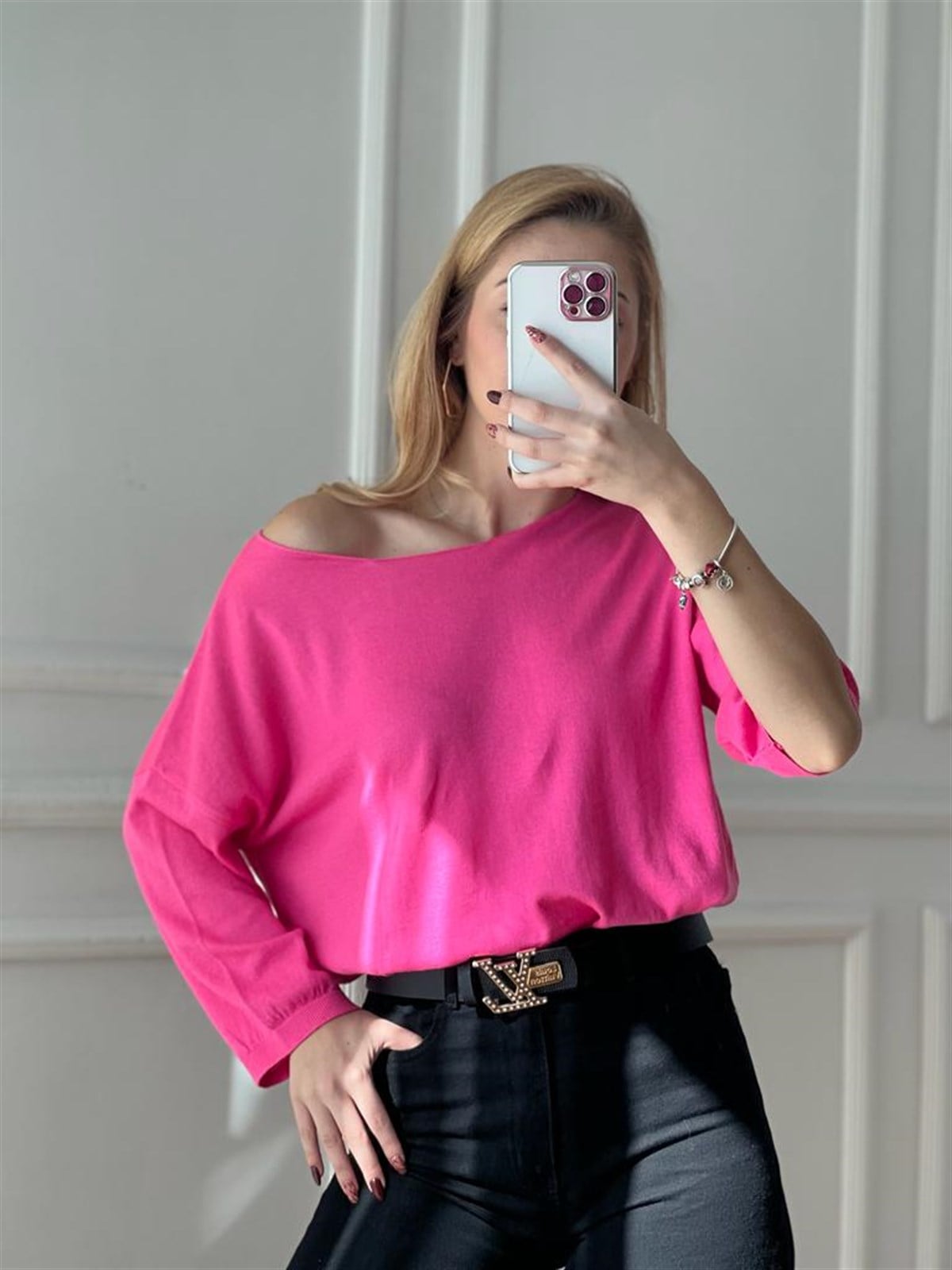 Fakir Kol Bisiklet Yaka Bluz 1303 Pembe