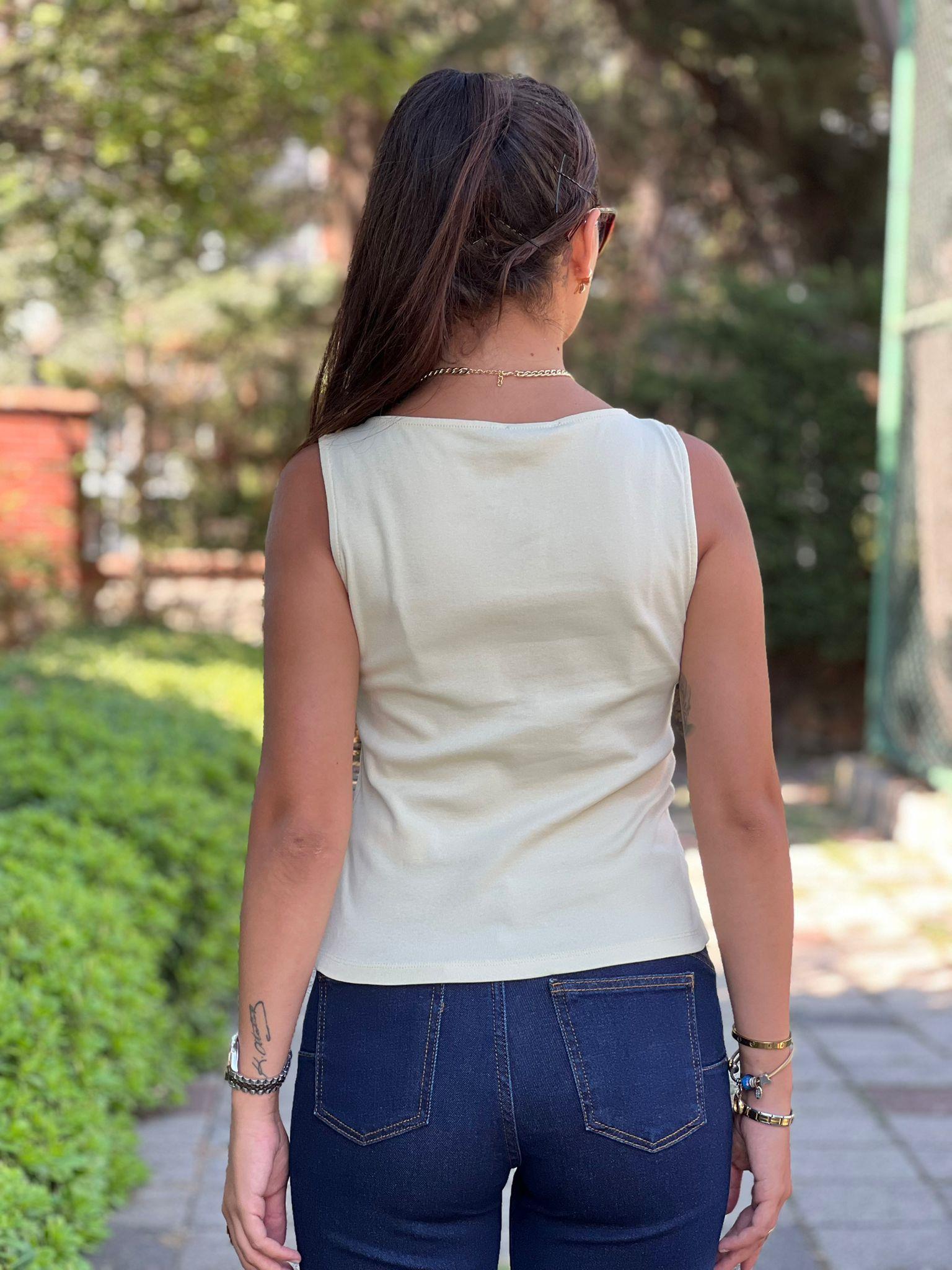 Fermuar Detaylı Atlet 31764 Açık Sarı