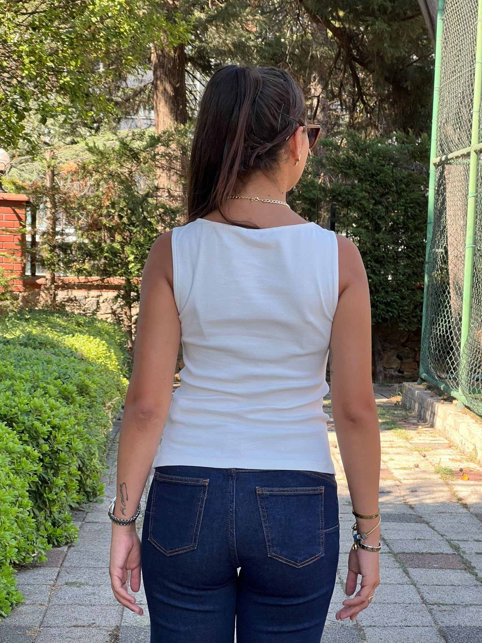 Fermuar Detaylı Atlet 31764 Ekru