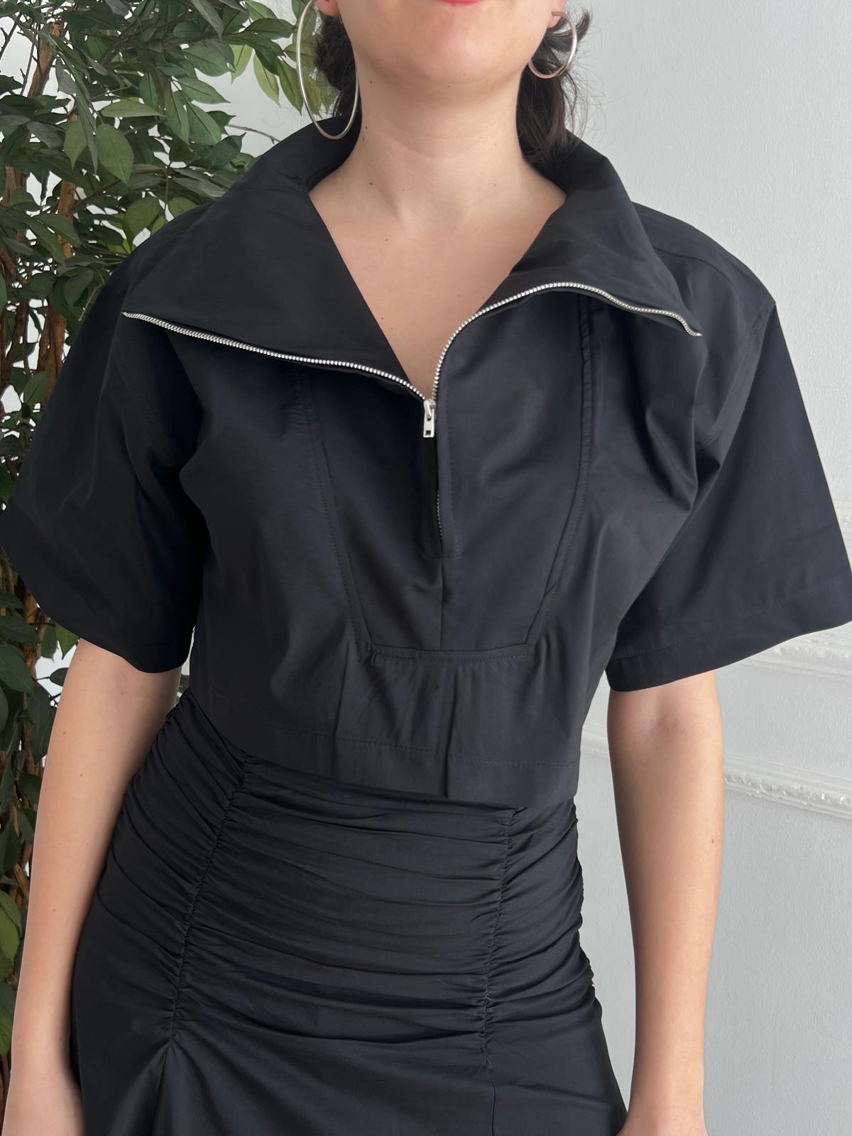 Fermuarlı Bluz 29422 Siyah