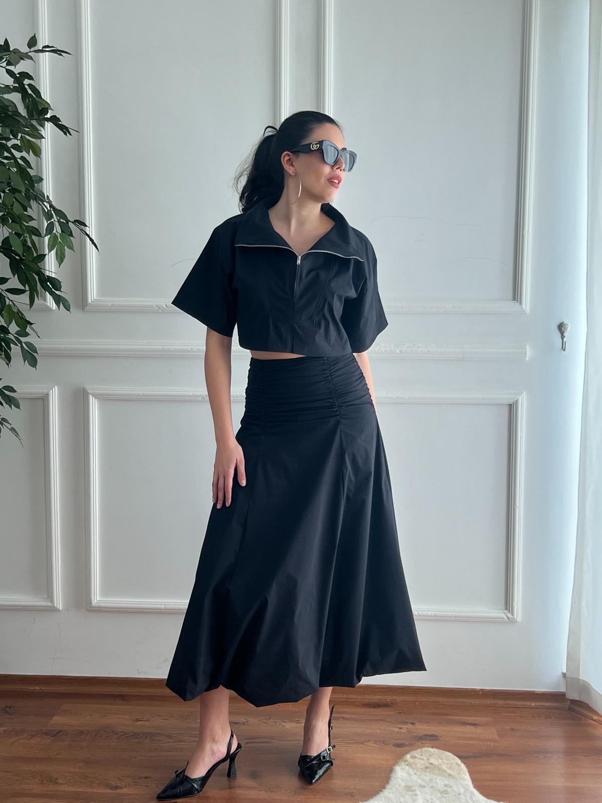 Fermuarlı Bluz 29422 Siyah