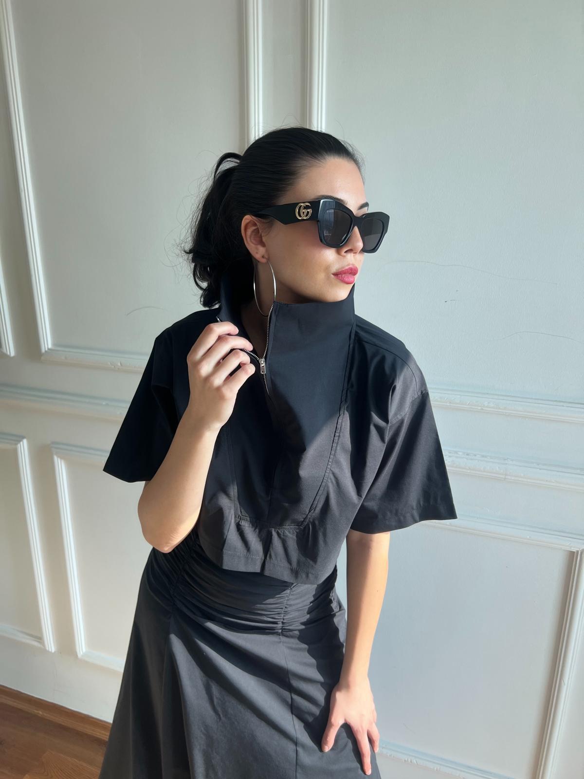 Fermuarlı Bluz 29422 Siyah