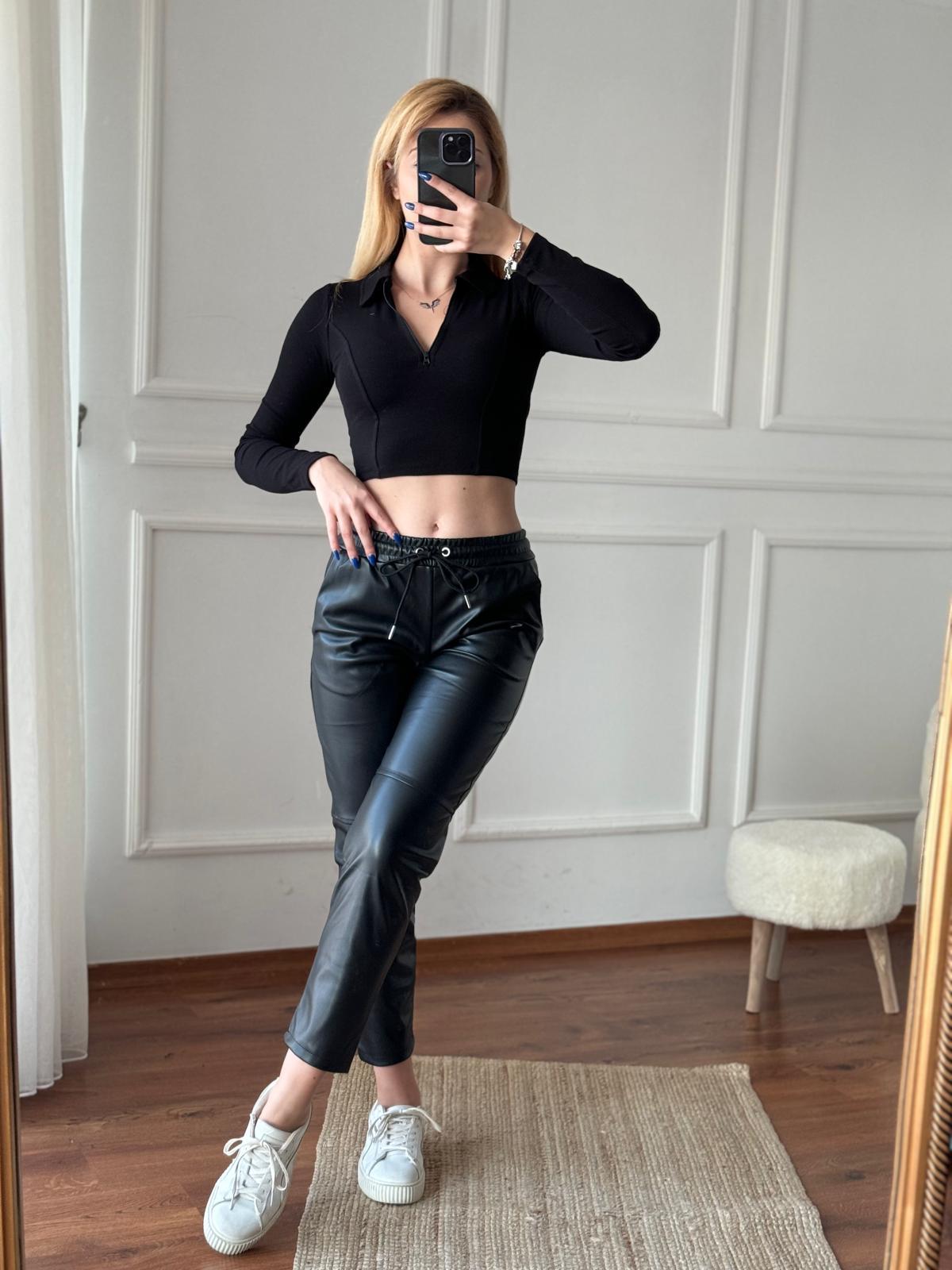 Fermuarlı Bluz 4668X Siyah