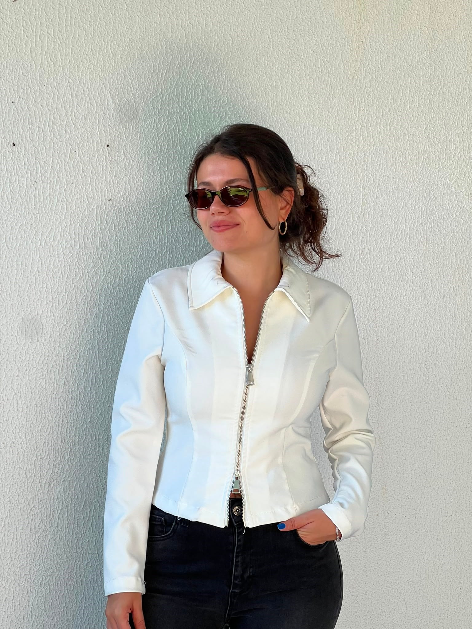 Fermuarlı Ceket 2517041 Beyaz