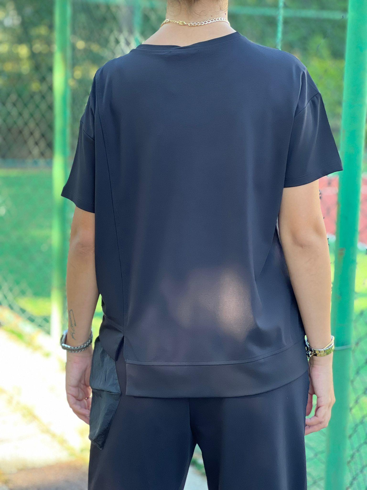 Fermuarlı Cep Detaylı Bluz 29733 Siyah