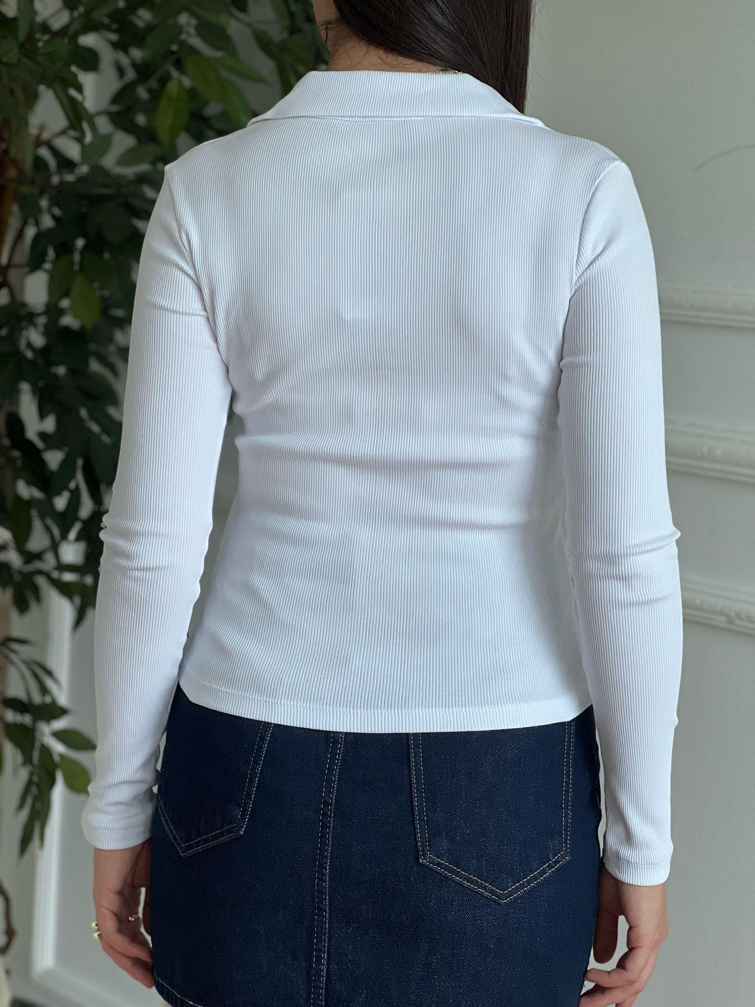 Fermuarlı Fitilli Body 251016 Beyaz