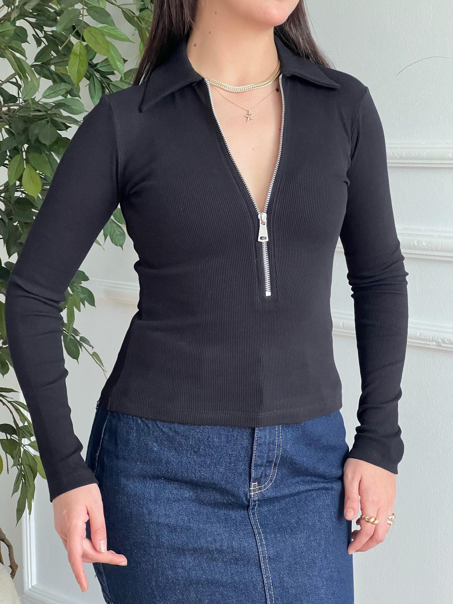 Fermuarlı Fitilli Body 251016 Siyah