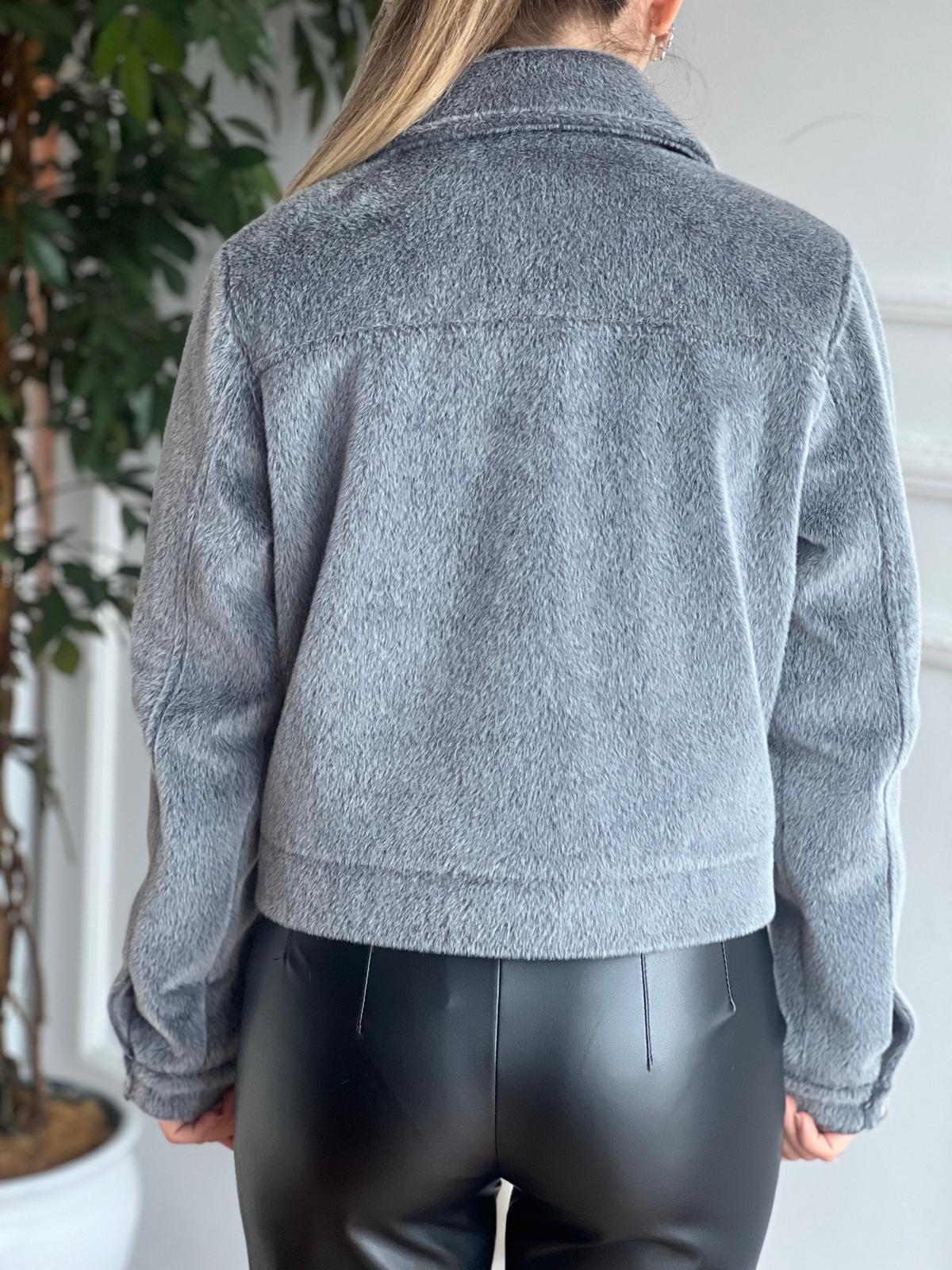 Fermuarlı Kısa Mont 2416670 Gri