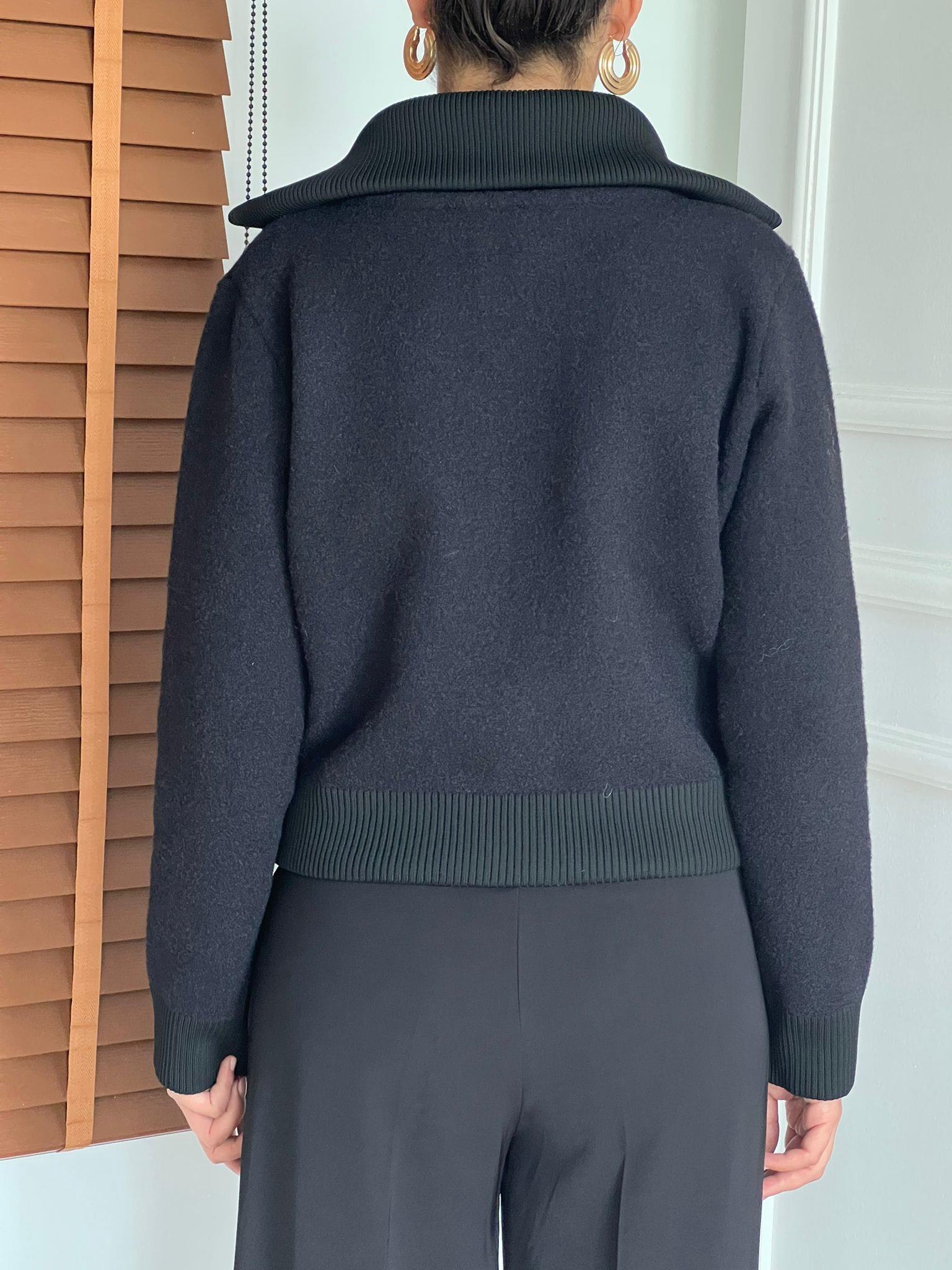 Fermuarlı Triko Ceket Hırka 25421 Siyah