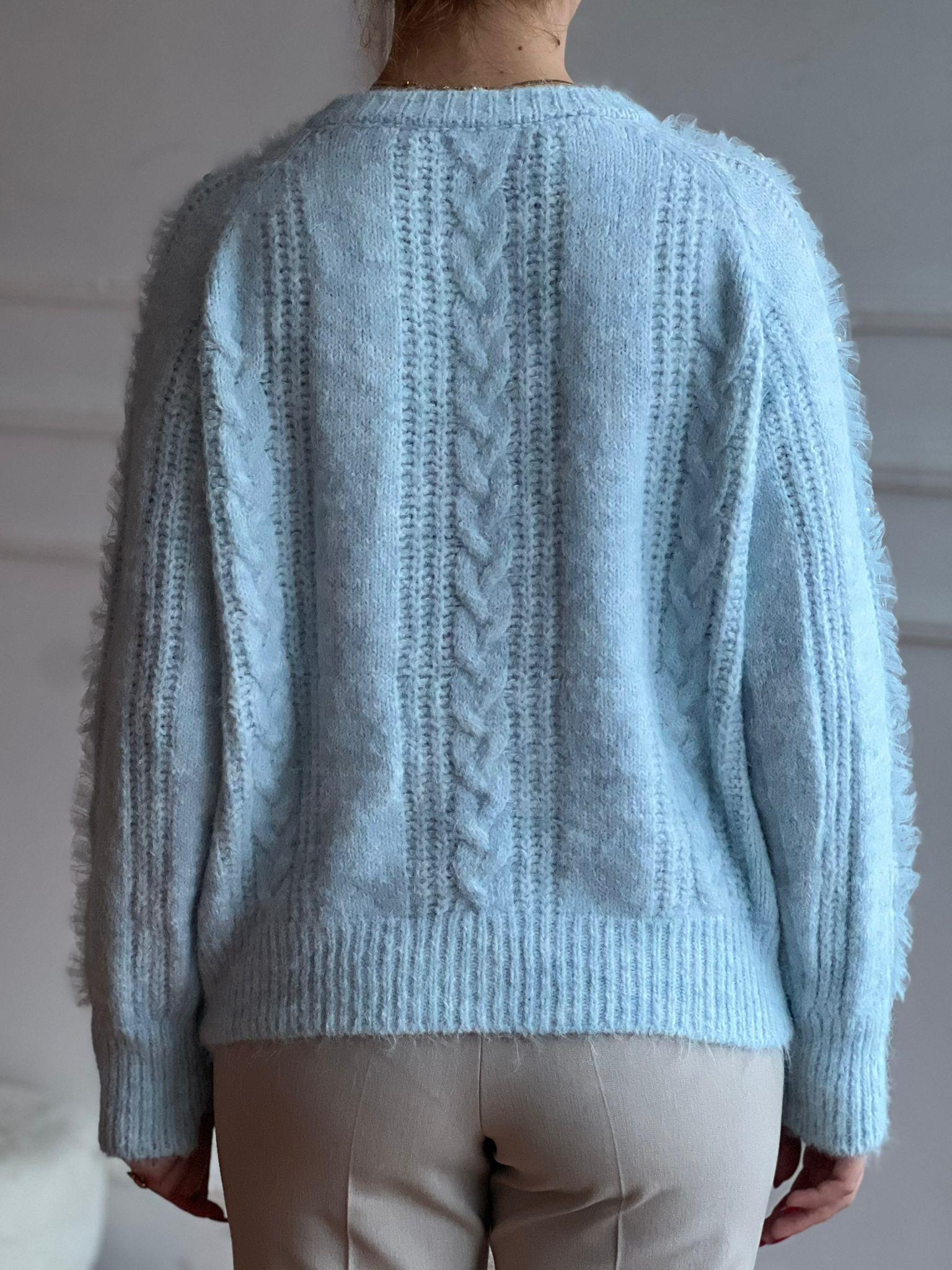 Fırfır ve Taş Detaylı Hırka 95177 Mavi