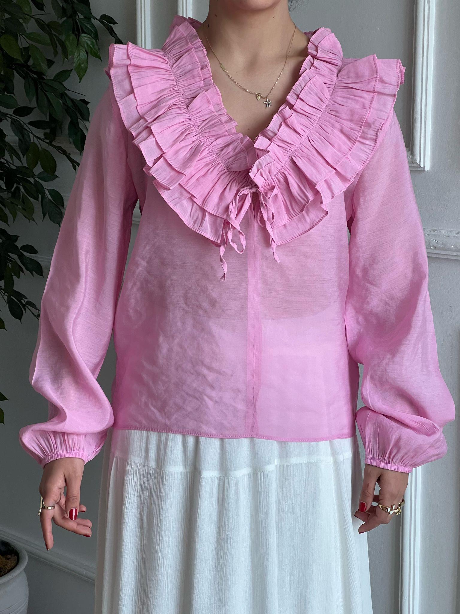 Fırfırlı Bluz 70203 Pembe