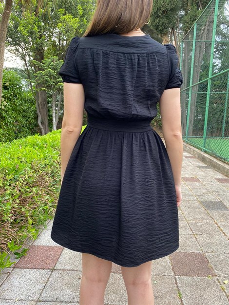Fırfırlı Mini Elbise 5345-1365 Siyah