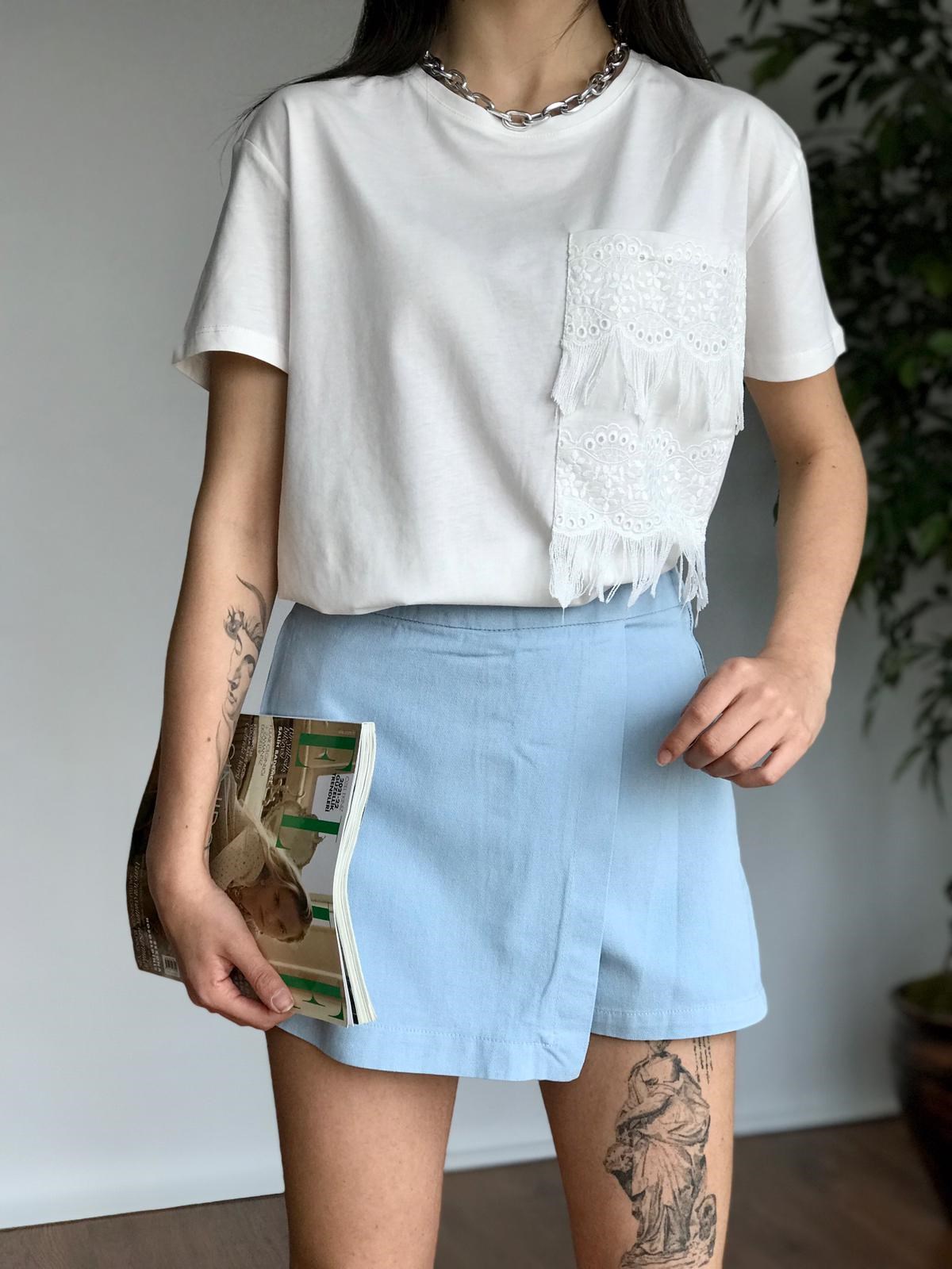 Gabardin Şort Etek 4411 Bebe Mavisi
