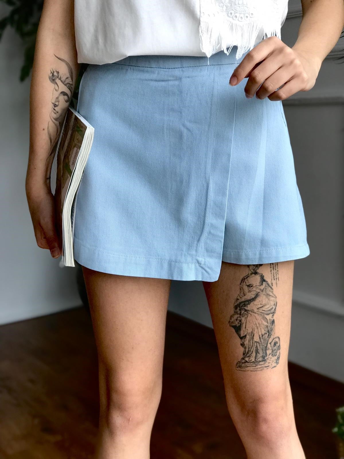 Gabardin Şort Etek 4411 Bebe Mavisi