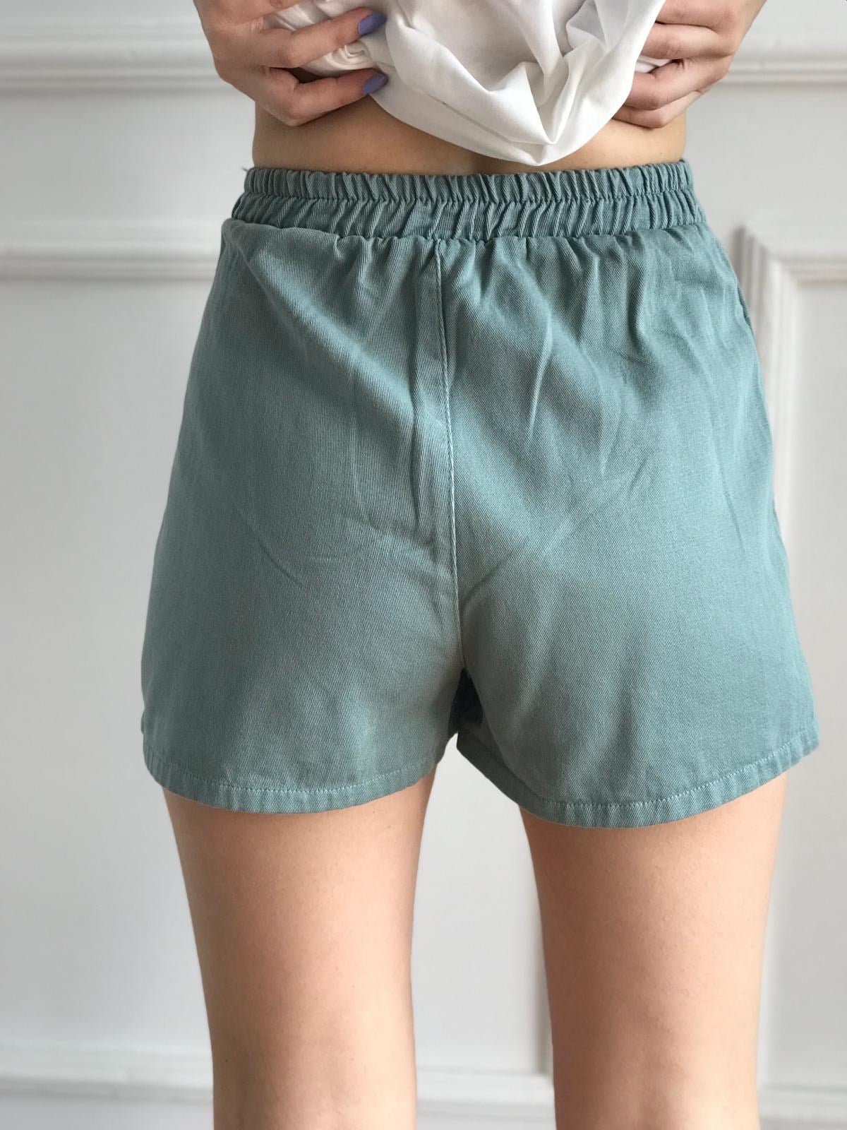 Gabardin Şort Etek 4411 Çağla Yeşili