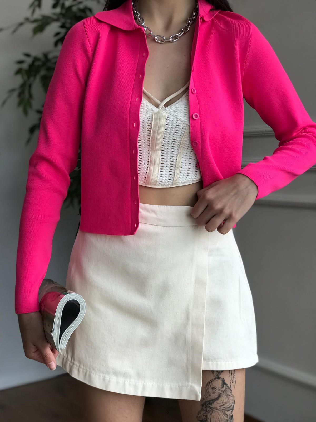 Gabardin Şort Etek 4411 Ekru