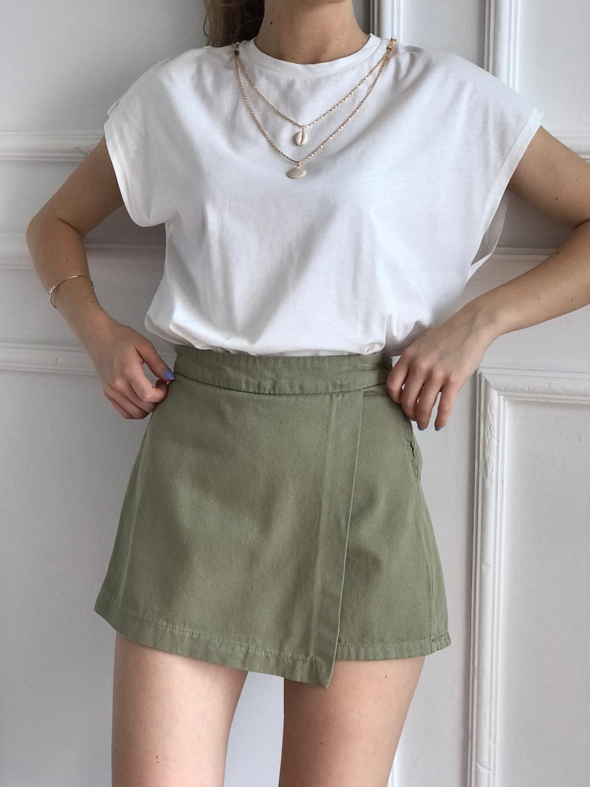 Gabardin Şort Etek 4411 Haki
