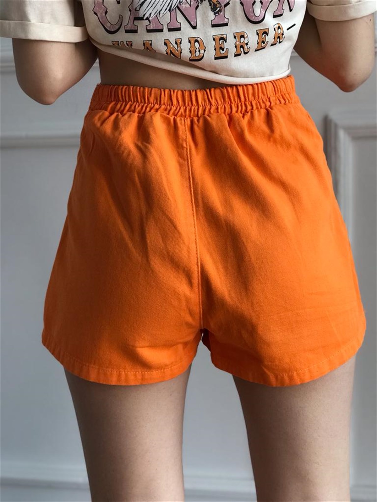 Gabardin Şort Etek 4411 Orange