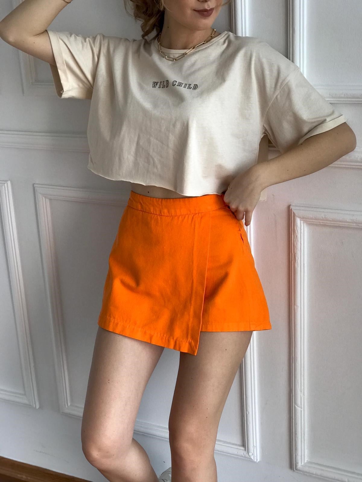 Gabardin Şort Etek 4411 Orange